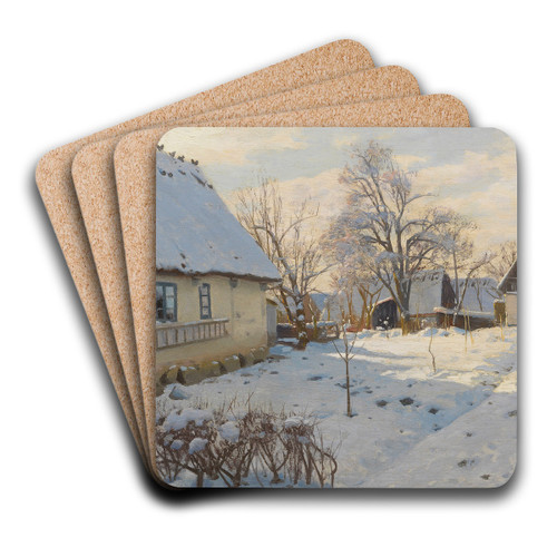 Winter in Brndbyvester in Dnemark by Peder Mrk Mnsted Art Drink Coaster set