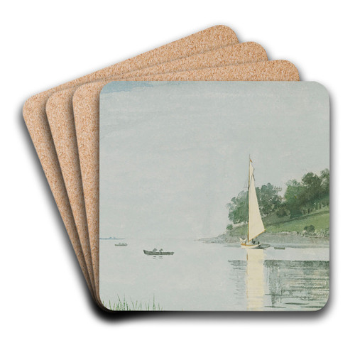 Yacht In A Cove, Gloucester by Winslow Homer Art Drink Coaster set Yacht In A Cove, Gloucester by Winslow Homer Art Drink Coaster set
