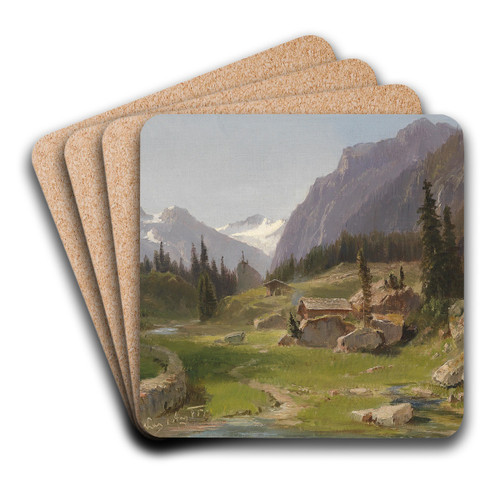 Gebirgslandschaft by Ludwig Halauska Art Drink Coaster set