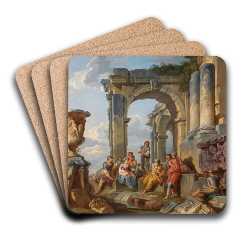 A Capriccio with Saint Peter Preaching to the Romans by Giovanni Paolo Panini Art Drink Coaster set