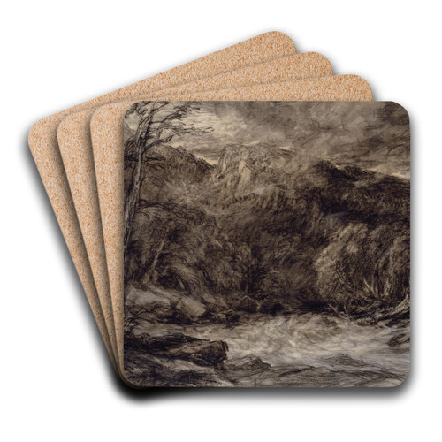 A Mountain Torrent by David Cox Art Drink Coaster set