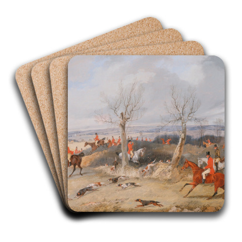 Hunting Scene: In Full Cry by Henry Thomas Alken Art Drink Coaster set Hunting Scene: In Full Cry by Henry Thomas Alken Art Drink Coaster set