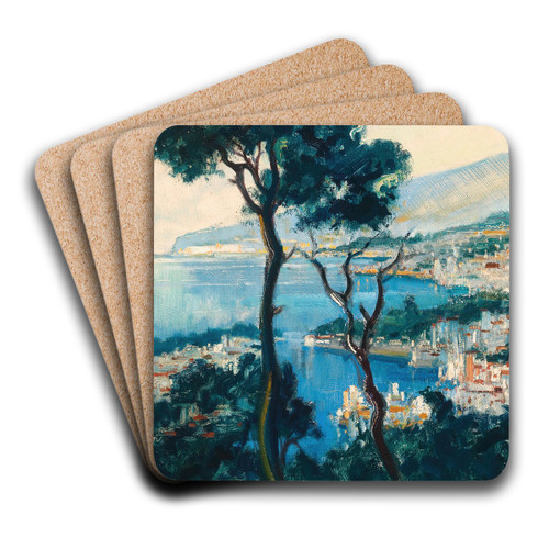 A View of the Coast of Sorrento by Otto Hamel Art Drink Coaster set A View of the Coast of Sorrento by Otto Hamel Art Drink Coaster set