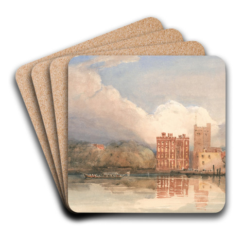 View of Lambeth Palace on Thames by David Cox Art Drink Coaster set