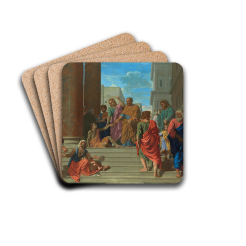 Saints Peter and John Healing the Lame Man by Nicolas Poussin Drink Coasters - set of 4