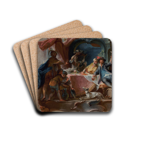 The Prodigal Son Wasting his Inheritance by Johann Wolfgang Baumgartner Drink Coasters - set of 4