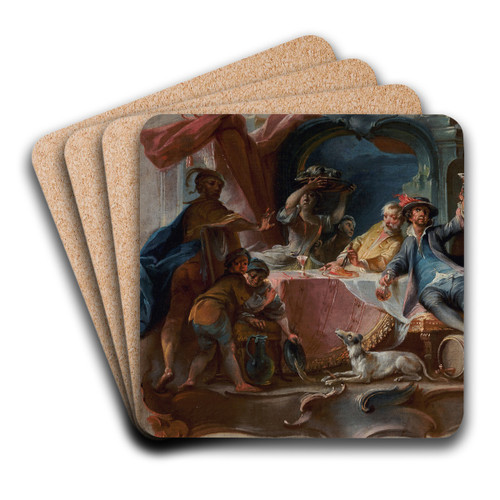 The Prodigal Son Wasting his Inheritance by Johann Wolfgang Baumgartner Art Drink Coaster set