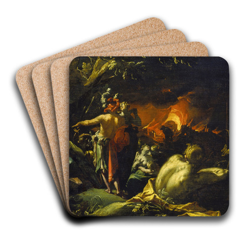 The Burning of Troy by Abraham Bloemaert Art Drink Coaster set