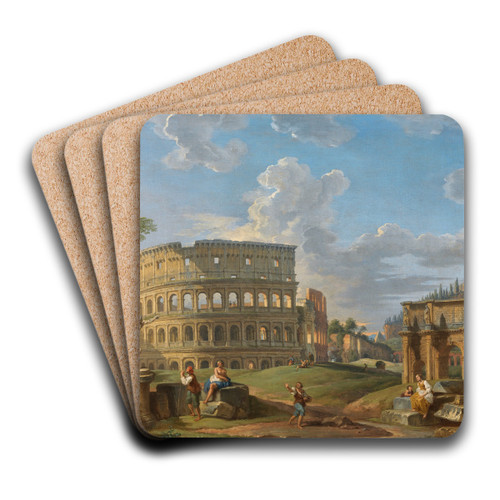 Landscape with the Colosseum and Arch of Constantine, Rome by Giovanni Paolo Panini Art Drink Coaster set