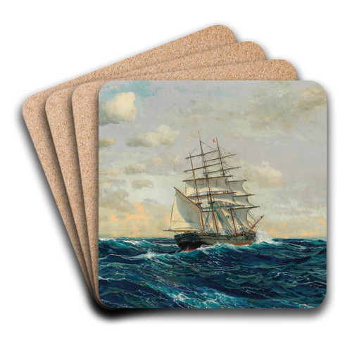 Three-Master on the High Seas by Michael Zeno Diemer Art Drink Coaster set Three-Master on the High Seas by Michael Zeno Diemer Art Drink Coaster set