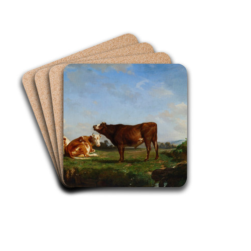 Trois vaches au pturage by Rosa Bonheur Drink Coasters - set of 4