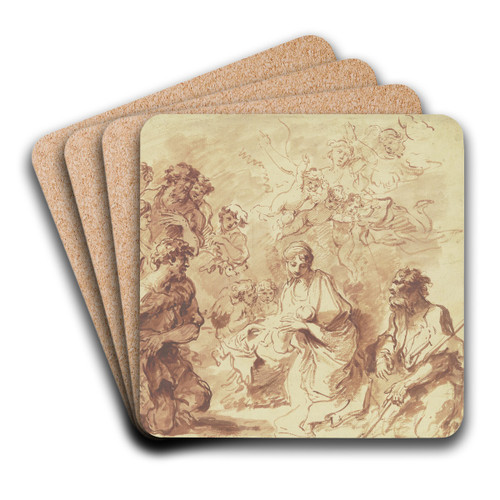 Adoration of the shepherds by Giovanni Benedetto Castiglione Art Drink Coaster set