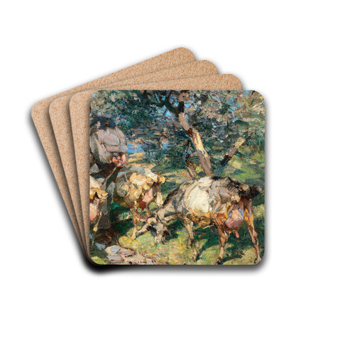 Shepherd with Goats on the Way to the Water by Heinrich Von Zgel Drink Coasters - set of 4