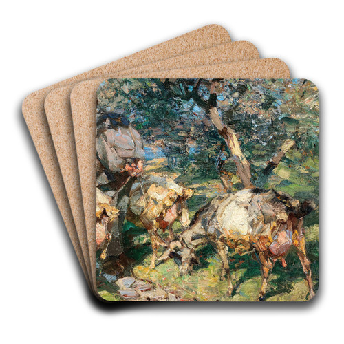 Shepherd with Goats on the Way to the Water by Heinrich Von Zgel Art Drink Coaster set