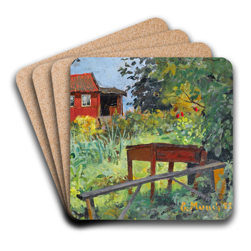 Garden With Red House by Edvard Munch Art Drink Coaster set