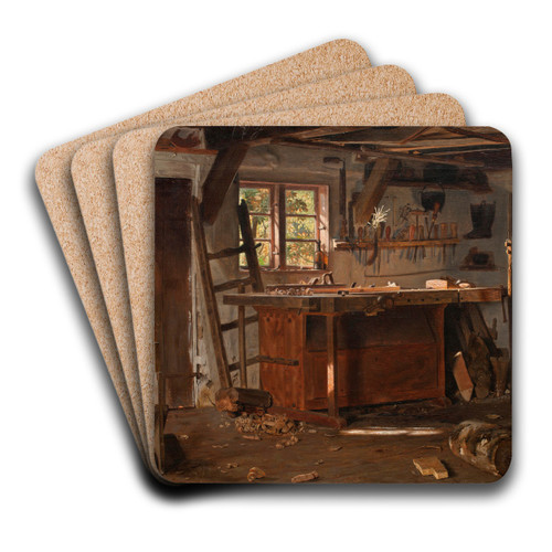 A carpenter's workshop by Christen Dalsgaard Art Drink Coaster set