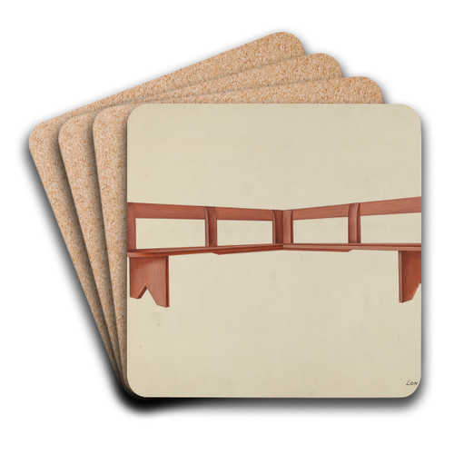 Shaker Porch Bench by Lon Cronk Art Drink Coaster set