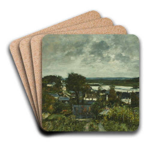 La Touques near Deauville by Eugne Boudin Art Drink Coaster set La Touques near Deauville by Eugne Boudin Art Drink Coaster set