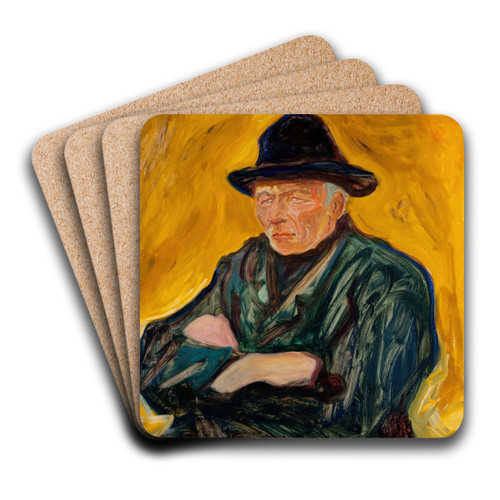 An Old Man by Edvard Munch Art Drink Coaster set