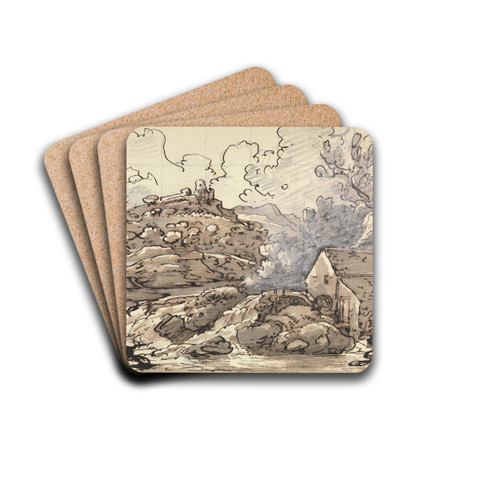 A Mill by a Waterfall by Joseph Farington Drink Coasters - set of 4