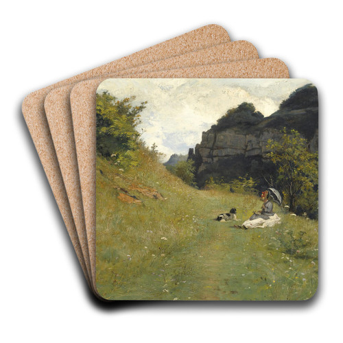 Le Chemin De La Maloche by Jean-Paul Laurens Art Drink Coaster set