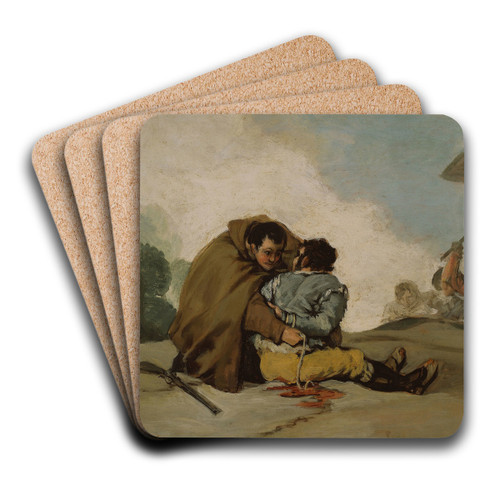 Friar Pedro Binds El Maragato with a Rope by Francisco de Goya Art Drink Coaster set