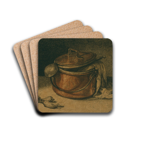 Still Life with a Copper Pot and Ladle by Franois Bonvin Drink Coasters - set of 4