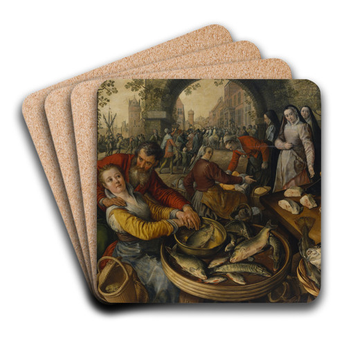 Fish Market with Ecce Homo by Joachim Beuckelaer Art Drink Coaster set Fish Market with Ecce Homo by Joachim Beuckelaer Art Drink Coaster set
