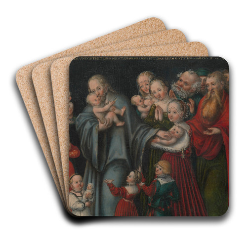 Christ Blessing the Children by Lucas Cranach the Younger Art Drink Coaster set