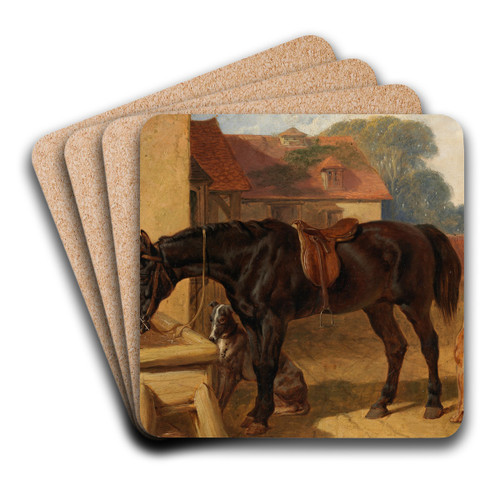 A Horse Drinking by John Frederick Herring Snr. Art Drink Coaster set