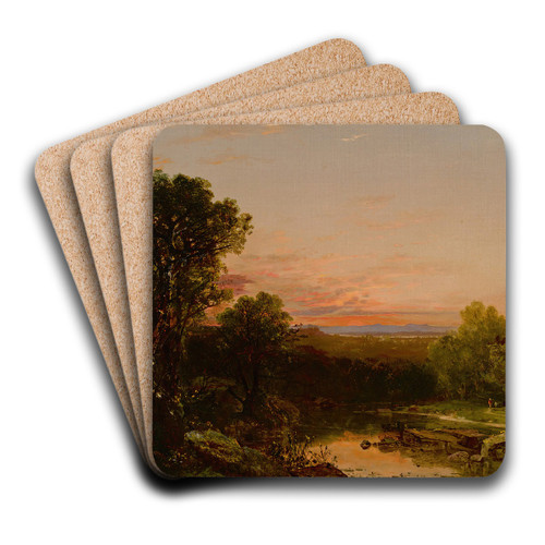 Sunset Over The Catskills by John Frederick Kensett Art Drink Coaster set