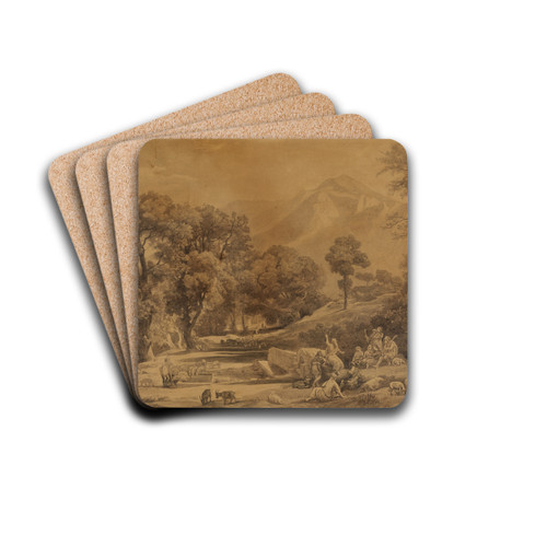 Die erste Predigt im Stamme Seth vor Hirten im Gebirge (1. Mose 4, 26) by Johann Wilhelm Schirmer Drink Coasters - set of 4 Die erste Predigt im Stamme Seth vor Hirten im Gebirge (1. Mose 4, 26) by Johann Wilhelm Schirmer Drink Coasters - set of 4