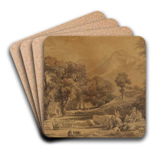 Die erste Predigt im Stamme Seth vor Hirten im Gebirge (1. Mose 4, 26) by Johann Wilhelm Schirmer Art Drink Coaster set Die erste Predigt im Stamme Seth vor Hirten im Gebirge (1. Mose 4, 26) by Johann Wilhelm Schirmer Art Drink Coaster set