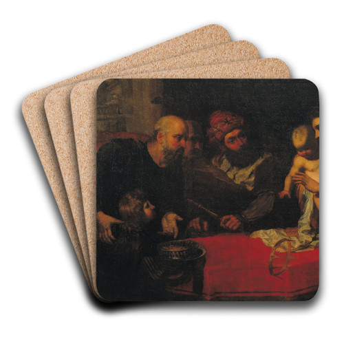 The Child Moses Throws down Pharaoh's Crown by Orazio de Ferrari Art Drink Coaster set