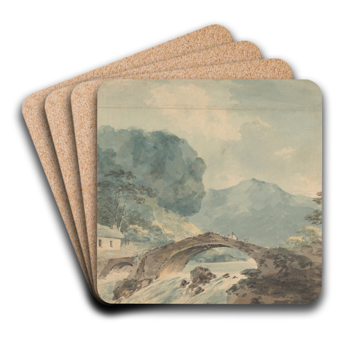 Bridge Crossing River by William Sawrey Gilpin Art Drink Coaster set
