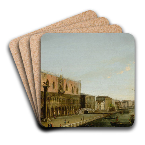 Venice, a view of the Molo with the Palazzo Ducale by Giuseppe Borsato Art Drink Coaster set