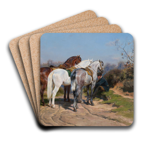 Relay Hunting by Rosa Bonheur Art Drink Coaster set