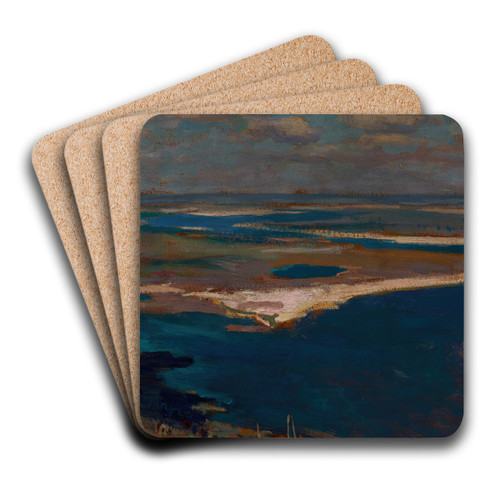 The Dnieper River in Blue by Jan Stanislawski Art Drink Coaster set