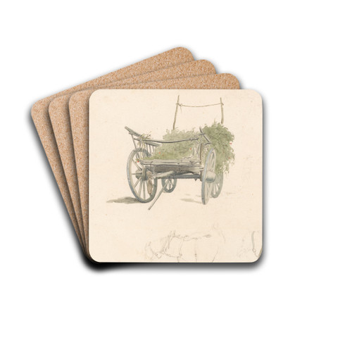 A Wagon With Hops and Two Sketches of Horses by Robert Hills Drink Coasters - set of 4