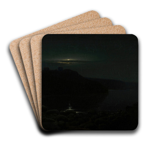 Hammershus in the moonlight by Holger Drachmann Art Drink Coaster set