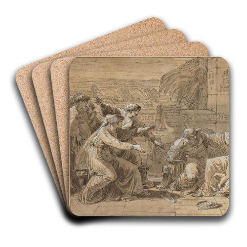 The infant Moses casting the Pharaohs crown to the ground by Felice Giani Art Drink Coaster set The infant Moses casting the Pharaohs crown to the ground by Felice Giani Art Drink Coaster set