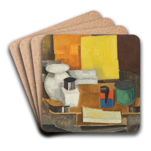 Nature morte au carr jaune by Roger de La Fresnaye Art Drink Coaster set Nature morte au carr jaune by Roger de La Fresnaye Art Drink Coaster set