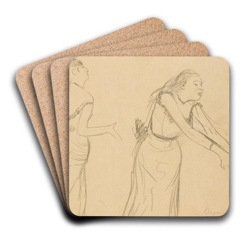 Sketches of a Caf Singer by Edgar Degas Art Drink Coaster set