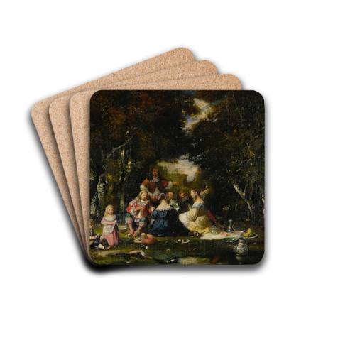 Une Partie de campagne by Narcisse-Virgile Diaz de La Pea Art Drink Coaster set Une Partie de campagne by Narcisse-Virgile Diaz de La Pea Art Drink Coaster set