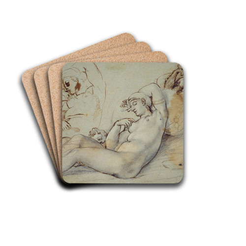 Study of Venus at Rest by Annibale Carracci Drink Coasters - set of 4