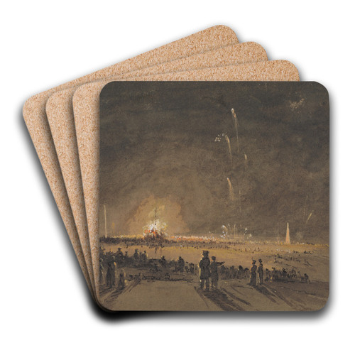 A Fireworks Display by John Wilson Carmichael Art Drink Coaster set