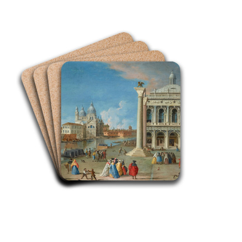 The Piazzetta with Santa Maria della Salute beyond, Venice by Johan Anton Richter Drink Coasters - set of 4