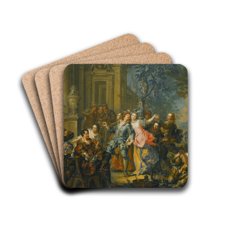 An Elegant Company Making Merry Outside A Palace by Johann Georg Platzer Drink Coasters - set of 4