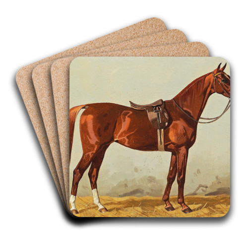 Brauner im Stall by Emil Volkers Art Drink Coaster set
