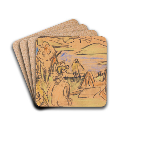 Badende by Ernst Ludwig Kirchner Drink Coasters - set of 4